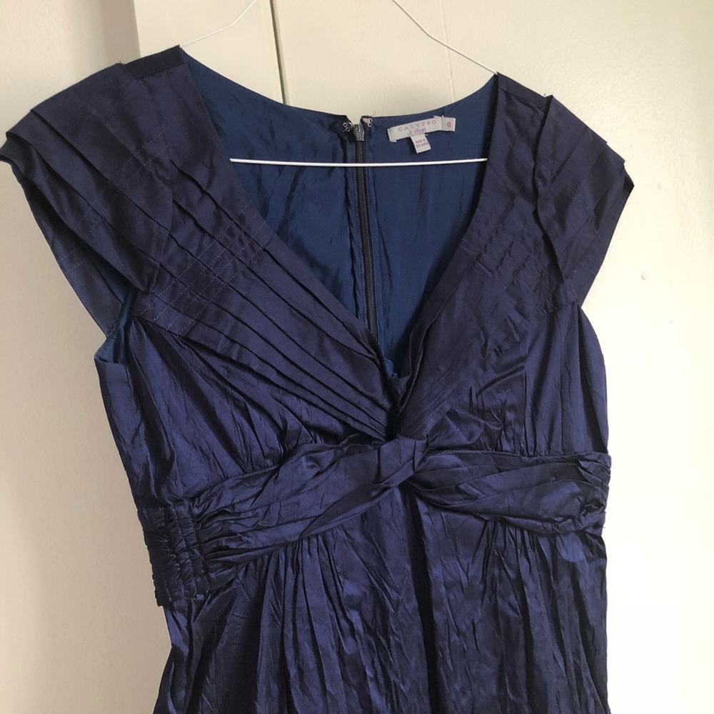 Calypso St. Barth Navy Formal Knee Length Cocktail Dress with pockets